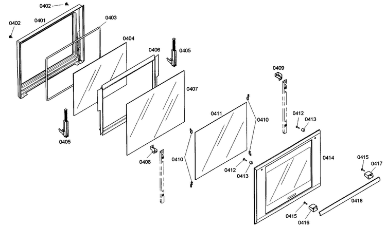 Oven Door Diagram and Parts List for MEW301ES01  Thermador Wall Oven
