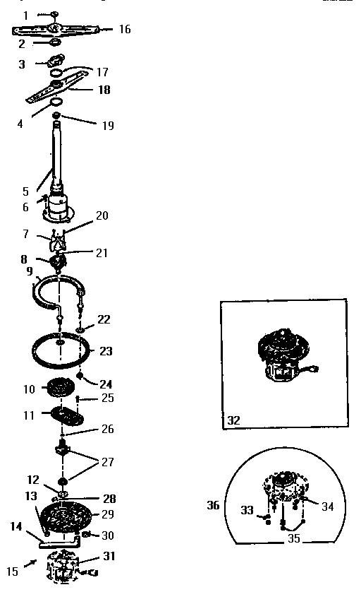 Pump Diagram and Parts List for TD123  Thermador Dishwasher
