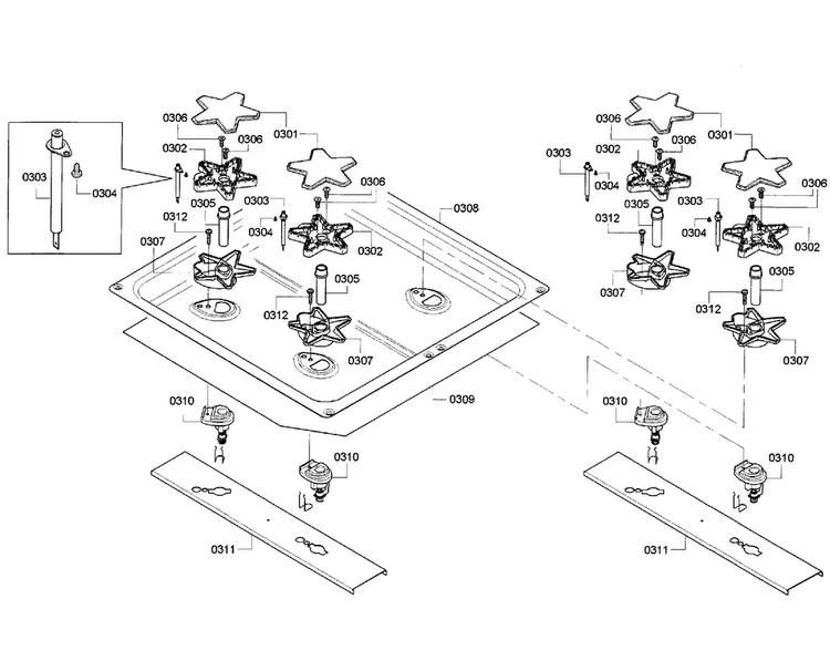 Burners-24" Diagram and Parts List for PRD486GDHC 05 Thermador Range