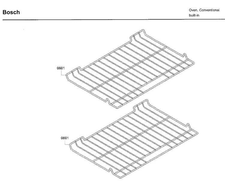 Rack Diagram and Parts List for HBL5451UC 03 Bosch Wall Oven