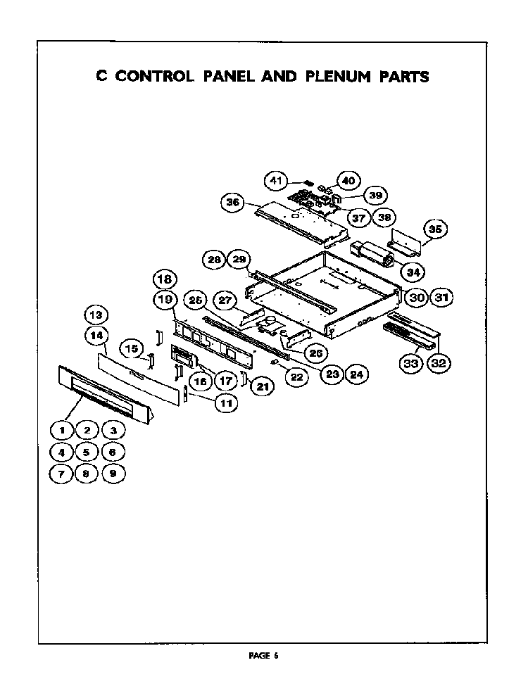 C Control Panel And Plenum Diagram and Parts List for C301U  Thermador Range