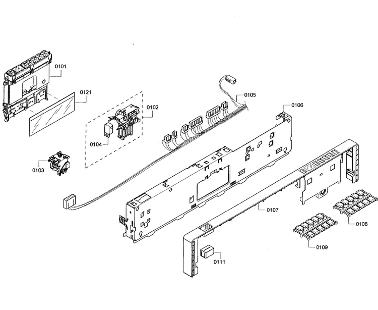Control Panel Diagram and Parts List for SHX55R52UC 64 Bosch Dishwasher