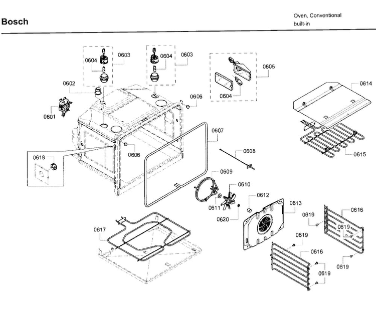 Cavity 2 Diagram and Parts List for HBL8650UC 11 Bosch Wall Oven