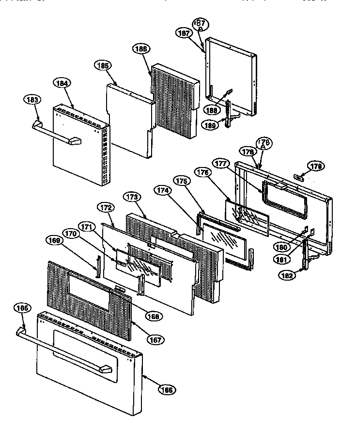 Oven Door Diagram and Parts List for PRSE48-4GG  Thermador Range