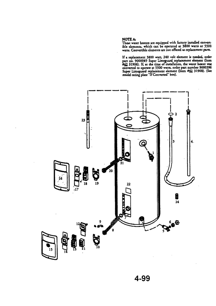 Kenmore 10 Anniversary 30 Gallon Diagram and Parts List for 153322351  Kenmore Water Heater