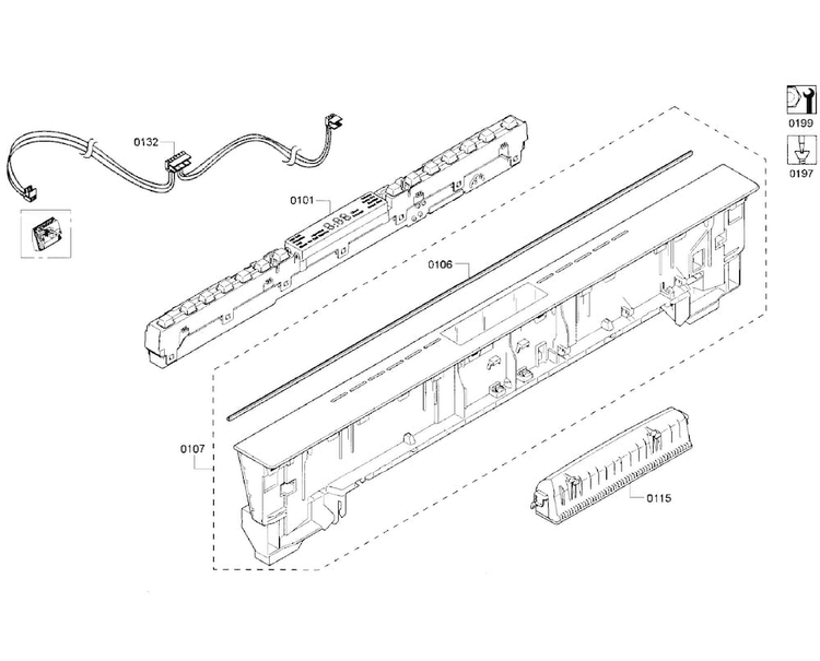 Control Panel Diagram and Parts List for SHP68T55UC 07 Bosch Dishwasher