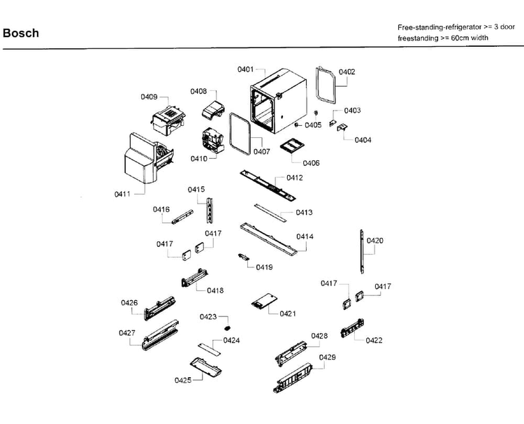 Icemaker Diagram and Parts List for B26FT80SNS 03 Bosch Refrigerator