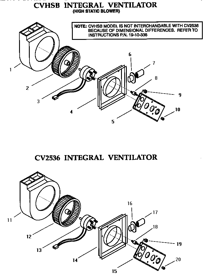 Integral Ventilators Diagram and Parts List for SGSCV36GS  Thermador Cooktop