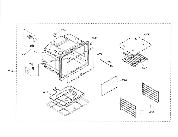 Oven Diagram and Parts List for HBL3350UC 01 Bosch Wall Oven