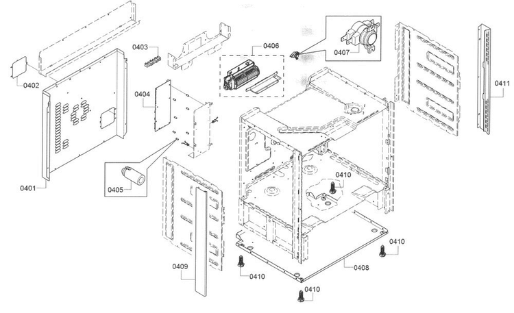 Frame Diagram and Parts List for HEI8054U 05 Bosch Range