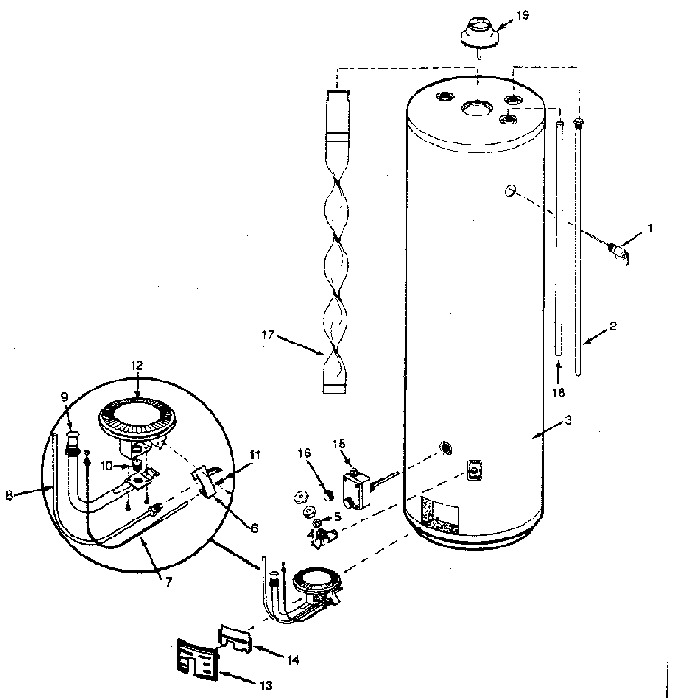 Replacement Parts Diagram and Parts List for 153332321  Kenmore Water Heater