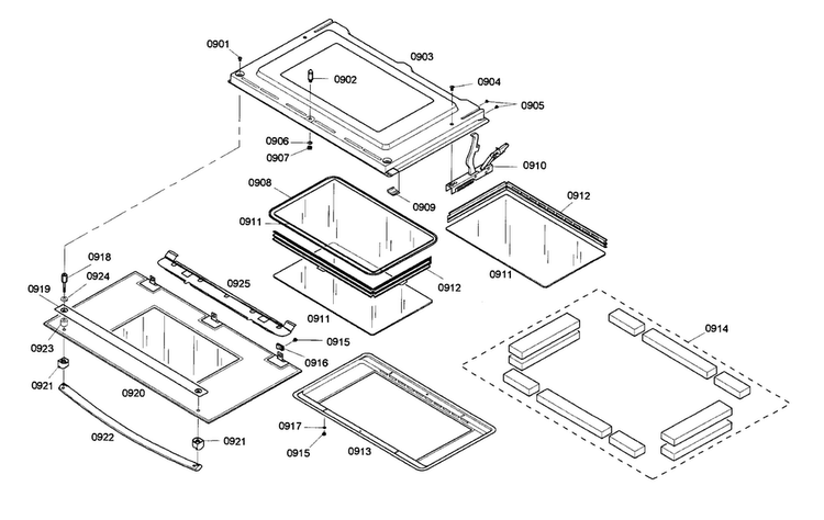 Door Diagram and Parts List for HBL752AUC 02 Bosch Wall Oven