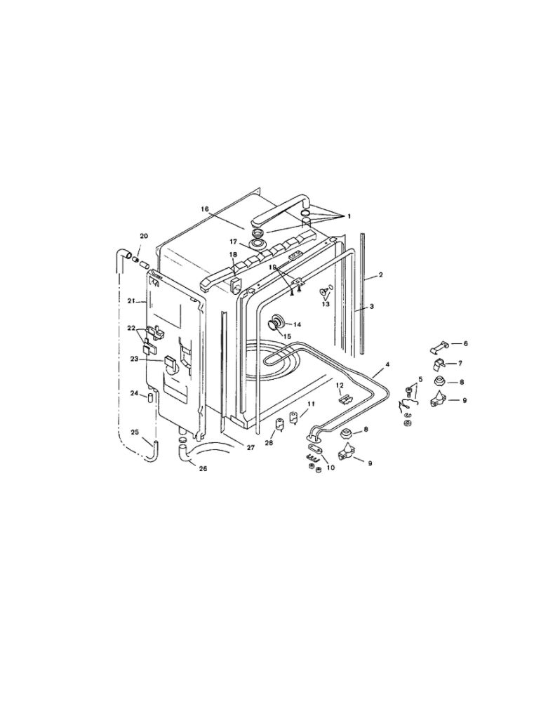 Inner Liner Diagram and Parts List for SMU7056UC 14 Bosch Dishwasher