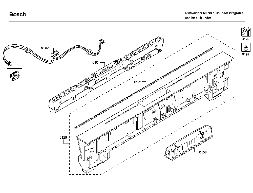 Control panel Diagram and Parts List for SHX88PW55N 01 Bosch Dishwasher