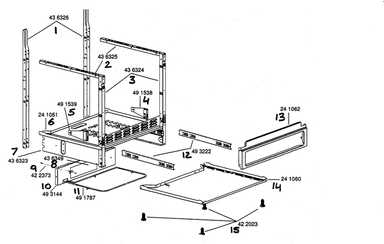 Support Assy Diagram and Parts List for HES442U 01 Bosch Range