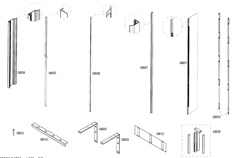 Trim Diagram and Parts List for T24IR70NSP 42 Thermador Refrigerator