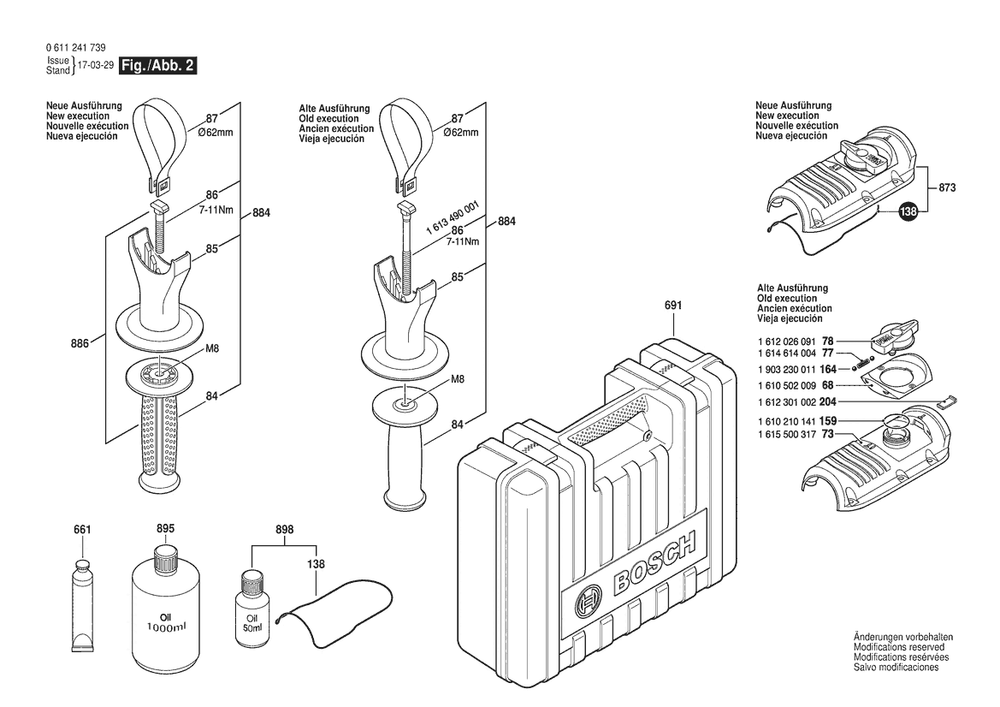 Section 2 Diagram and Parts List for GBH5-40DE 0611241739 Bosch Hammer Drill