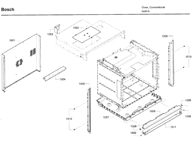 Frame Diagram and Parts List for HBL8750UC 12 Bosch Microwave Oven Combo