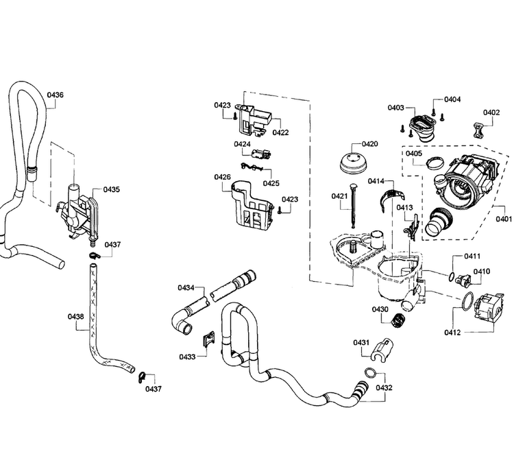 Pump Assy Diagram and Parts List for SHX3AR55UC 10 Bosch Dishwasher