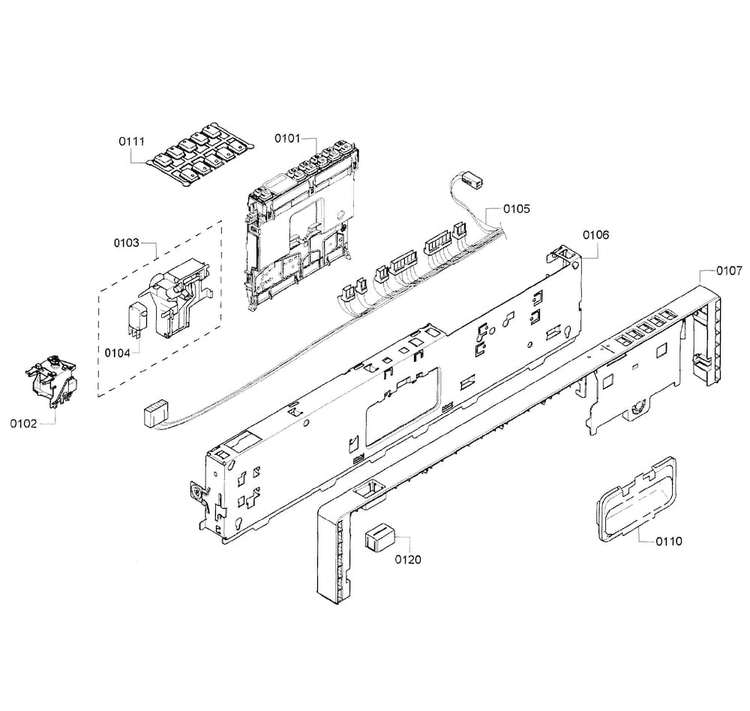 Control Panel Diagram and Parts List for DWHD410HPR 64 Thermador Dishwasher