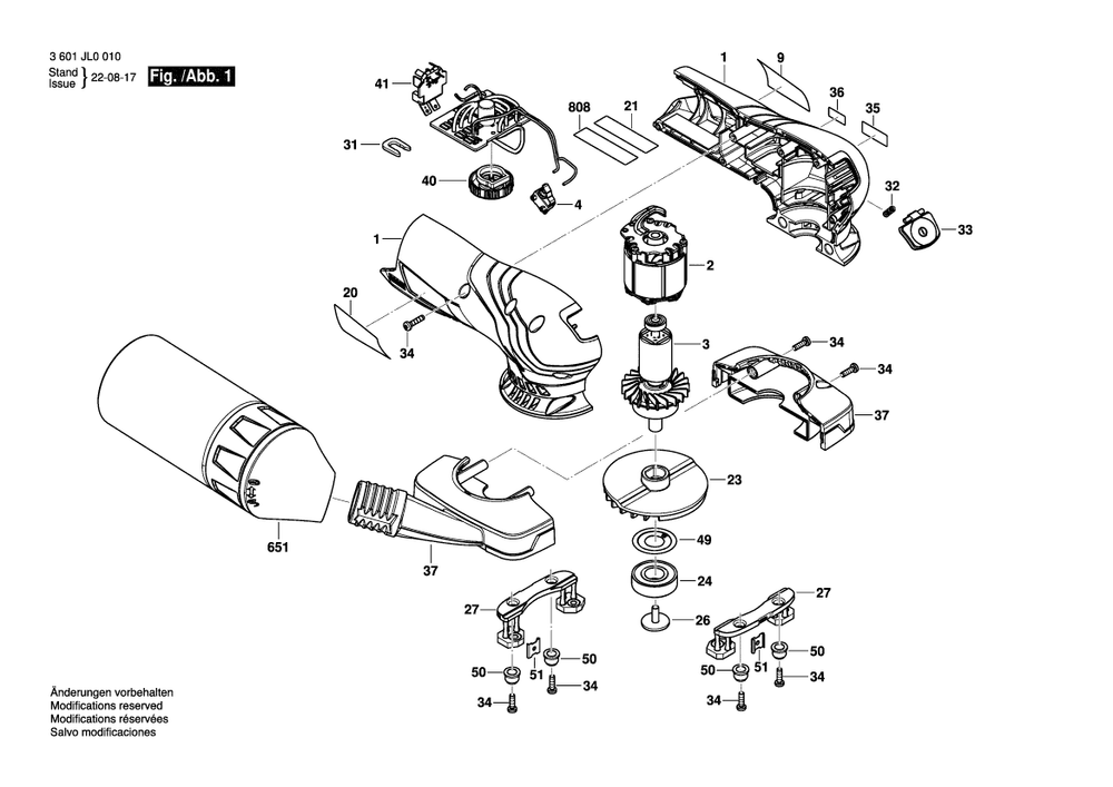 Diagram 1 Diagram and Parts List for GSS12V-40 3 601 JL0 010 Bosch Orbital or Palm Sander
