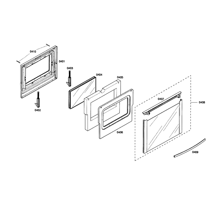 Door Diagram and Parts List for HEI7132U 02 Bosch Range
