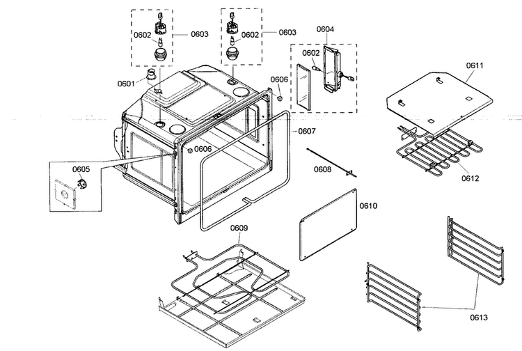 Bottom Oven Diagram and Parts List for ME302ES01  Thermador Wall Oven