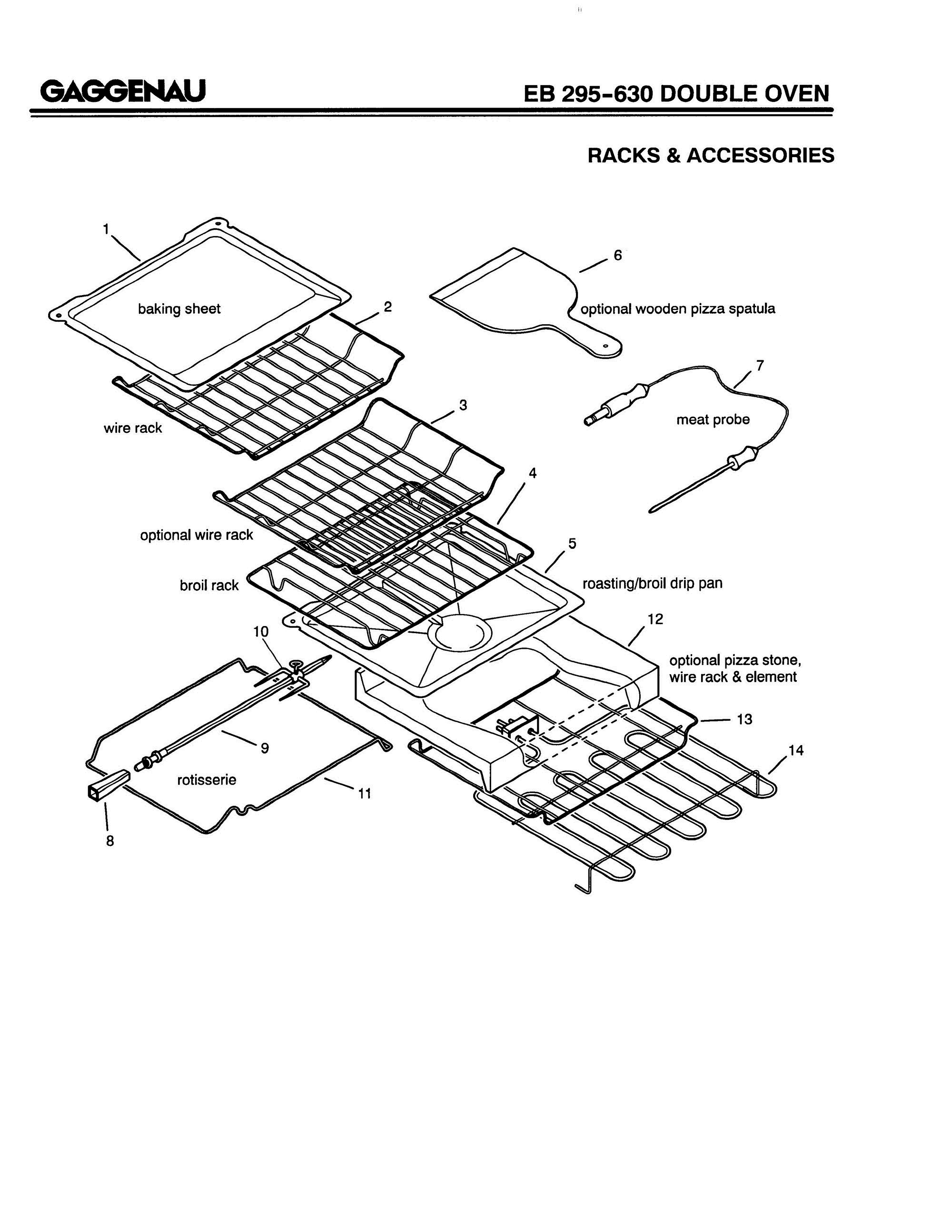 07 - RACKS & ACCESSORIES Diagram and Parts List for EB295-630  Bosch Range