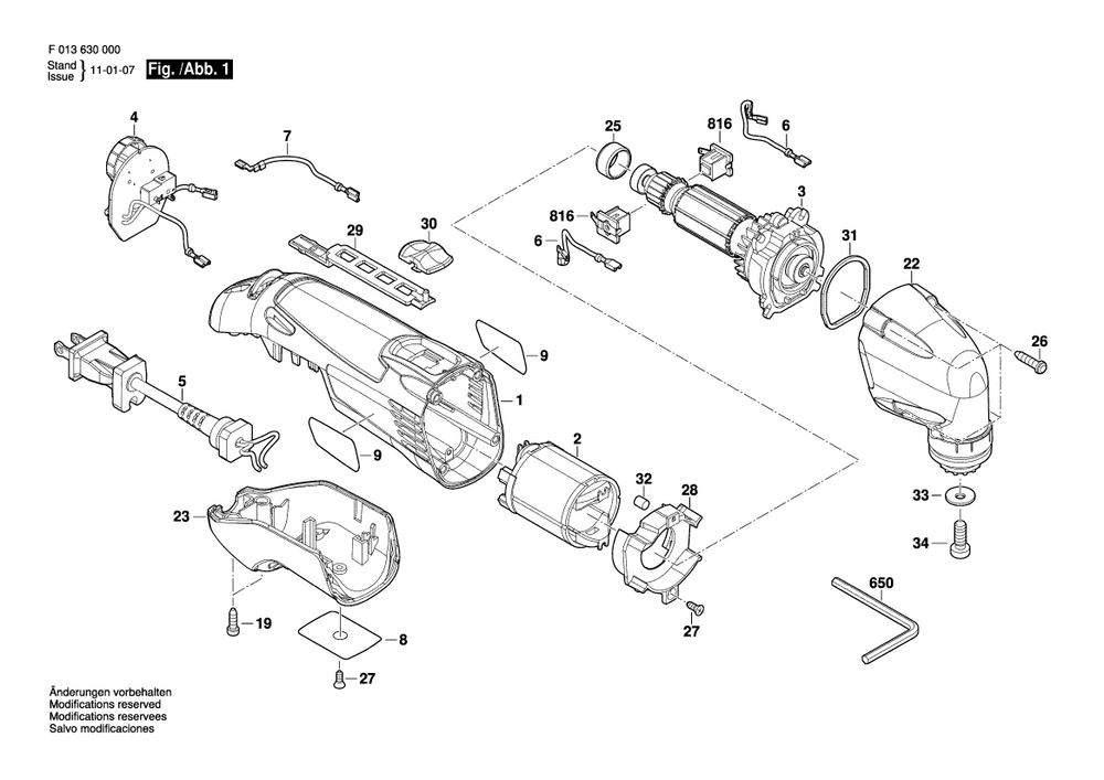 Diagram Diagram and Parts List for 6300 F 013 630 000 Bosch Multi-Tool
