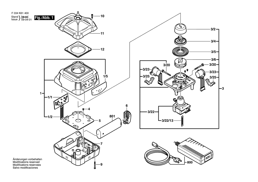 Diagram Diagram and Parts List for AL-500H F 034 K61 400 Bosch Laser Level
