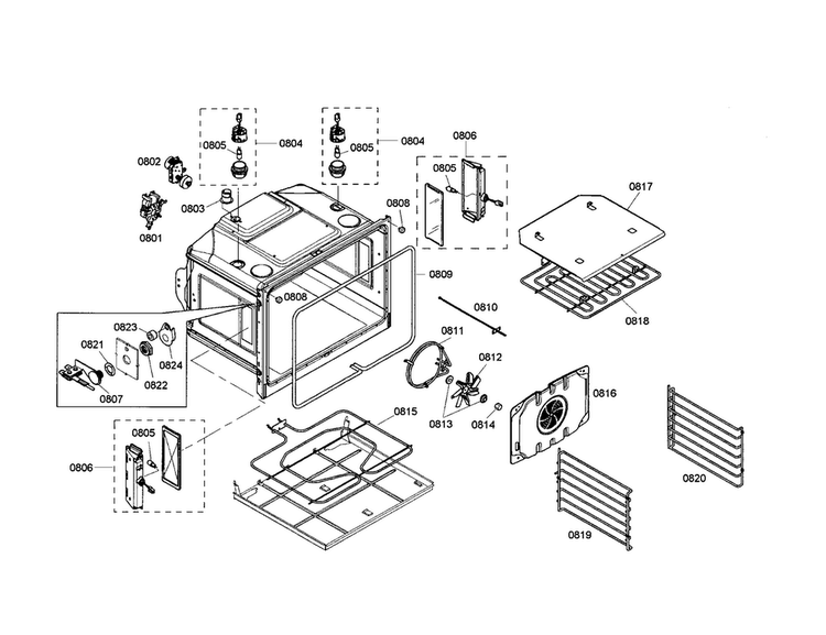 Oven Body Diagram and Parts List for PODMW301-01  Thermador Wall Oven