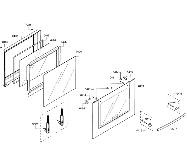 Door Assy Diagram and Parts List for HBL5450UC 04 Bosch Wall Oven