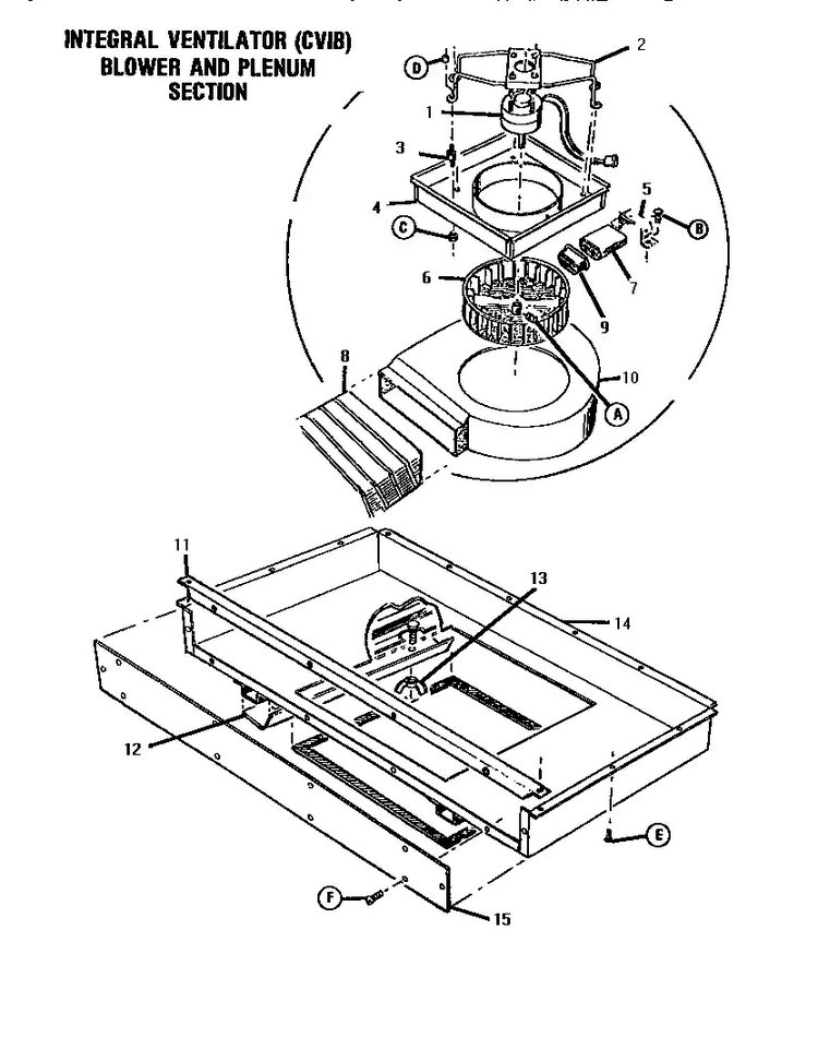 Integral Ventilator/blower/plenum Diagram and Parts List for GSC30CVWC  Thermador Range