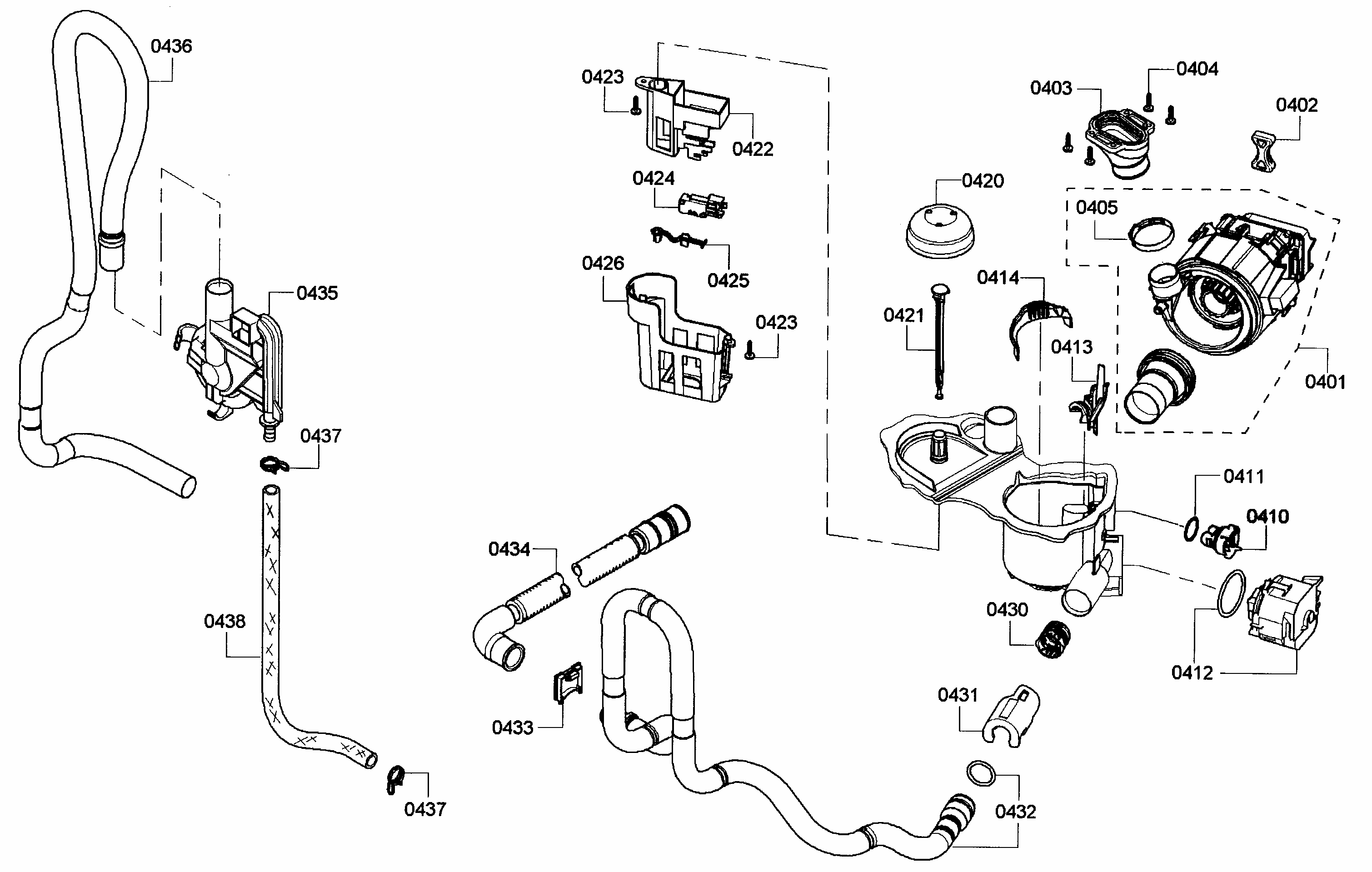 Pump Diagram and Parts List for S46KMK15UC 05 Bosch Dishwasher