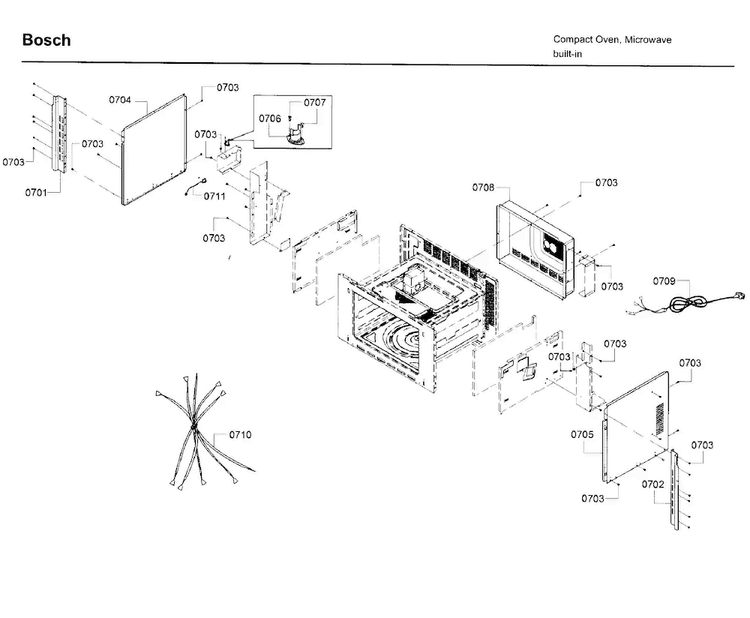 Frame Diagram and Parts List for HMC80152UC 01 Bosch Microwave