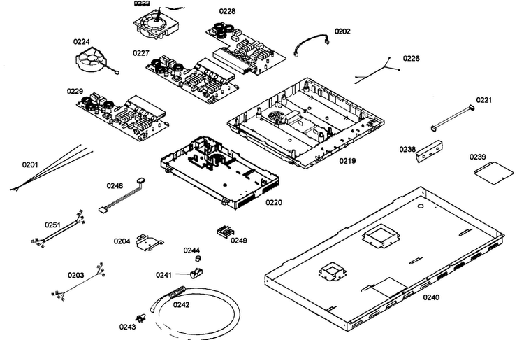 Cabinet Assy Diagram and Parts List for NIT8665UC 01 Bosch Cooktop