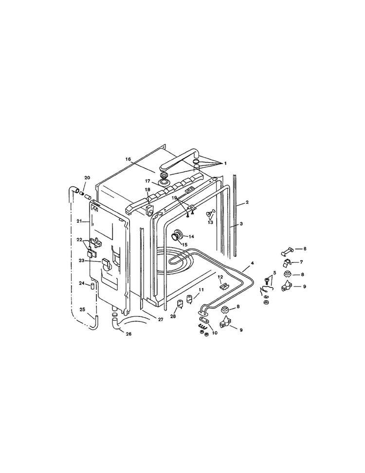 Inner Liner Diagram and Parts List for SMU4092UC 14 Bosch Dishwasher