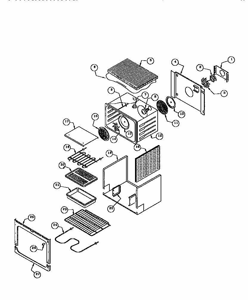 Main Oven Liner And Module Diagram and Parts List for REF30  Thermador Range