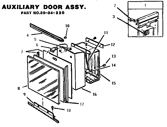 Auxiliary Door Diagram and Parts List for TMC28S  Thermador Trash Compactor