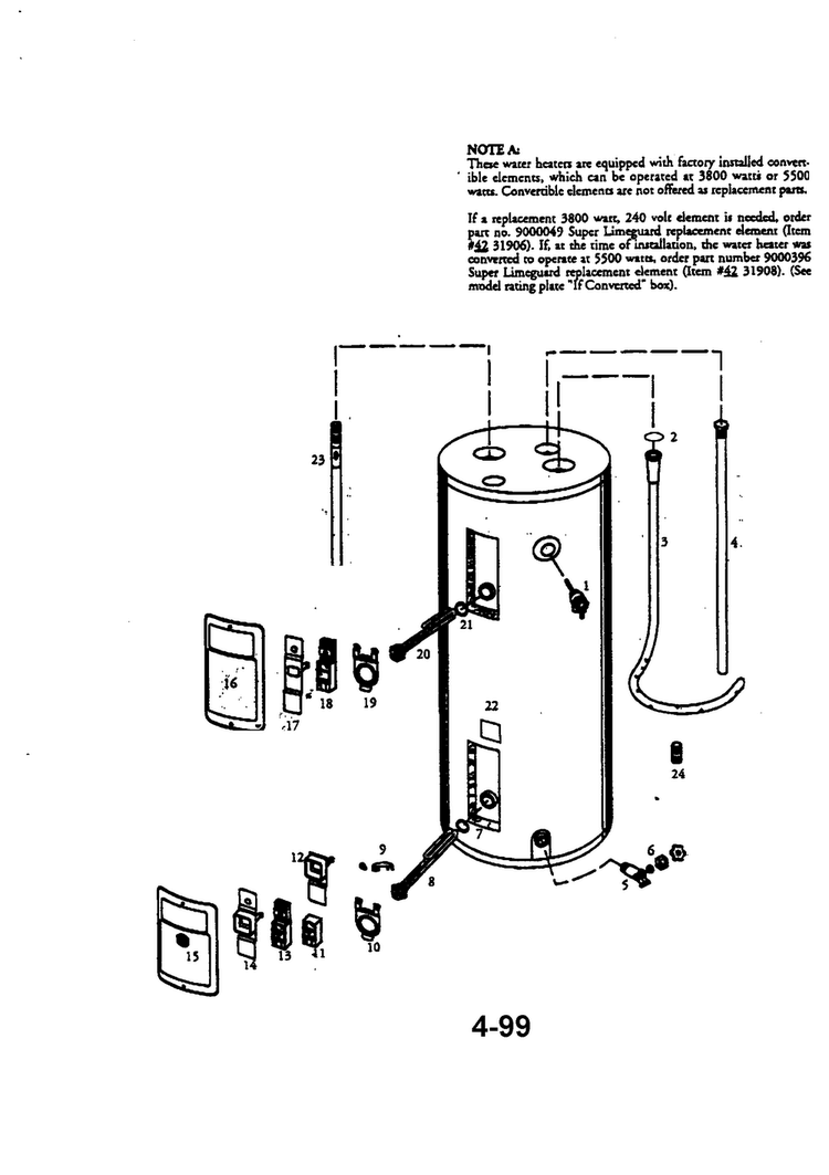 Kenmore 10 Anniversary 52 Gallon Diagram and Parts List for 153322550  Kenmore Water Heater