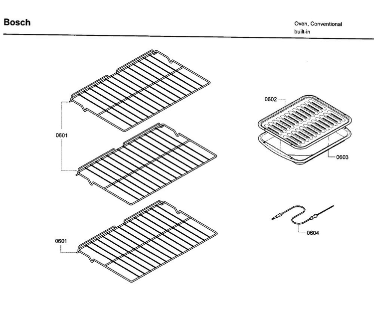 Rack Diagram and Parts List for HBL5450UC 09 Bosch Wall Oven