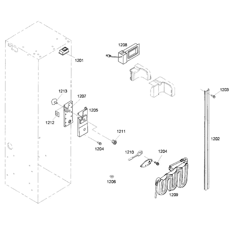 Cabinet 2 Diagram and Parts List for KBUDT4255E 03 Thermador Refrigerator