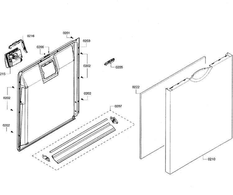 Door Assy Diagram and Parts List for SHE3AR56UC 06 Bosch Dishwasher