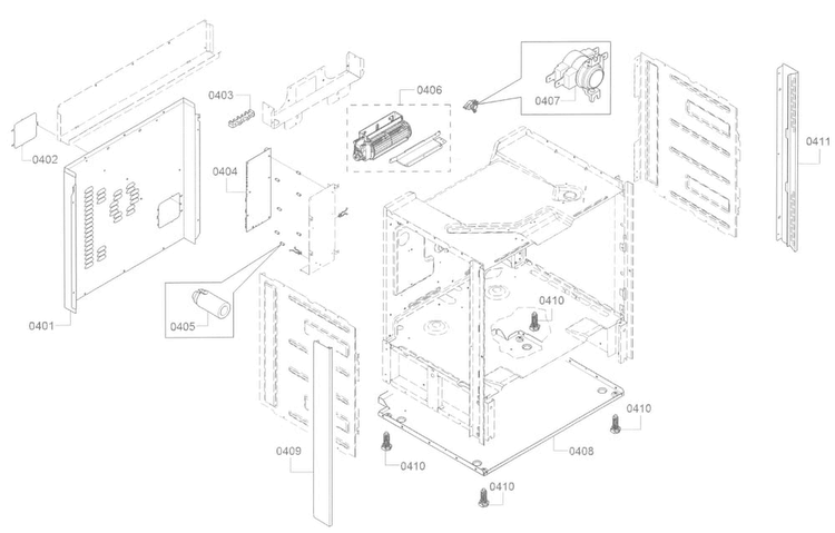 Frame Diagram and Parts List for HEI8054U 04 Bosch Range