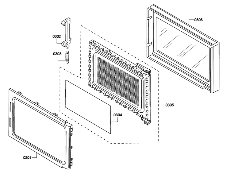 Door Diagram and Parts List for HBL5720UC 06 Bosch Microwave