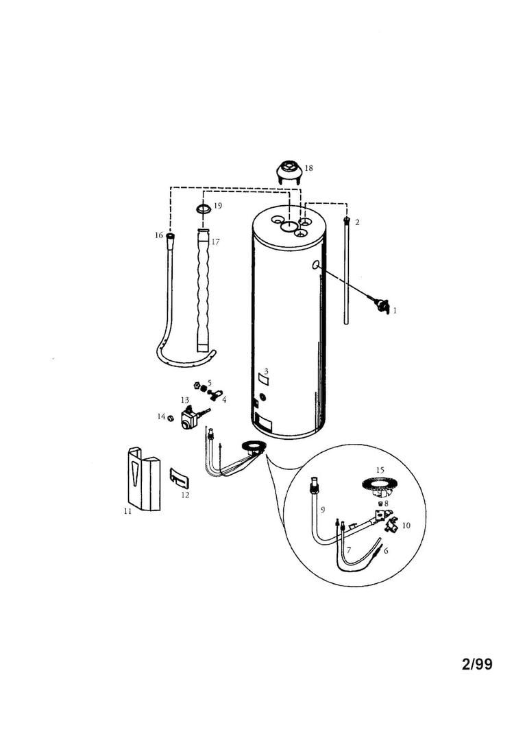 Power Miser 40 Gal. Short High Alt. Diagram and Parts List for 153337213  Kenmore Water Heater