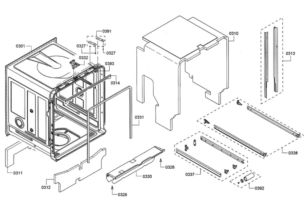 Tub/Trim Diagram and Parts List for SHPM65W55N 10 Bosch Dishwasher