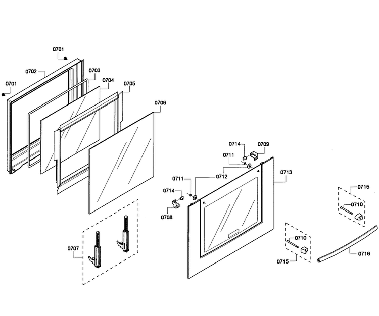 Door Lower Diagram and Parts List for HBL5660UC 06 Bosch Wall Oven