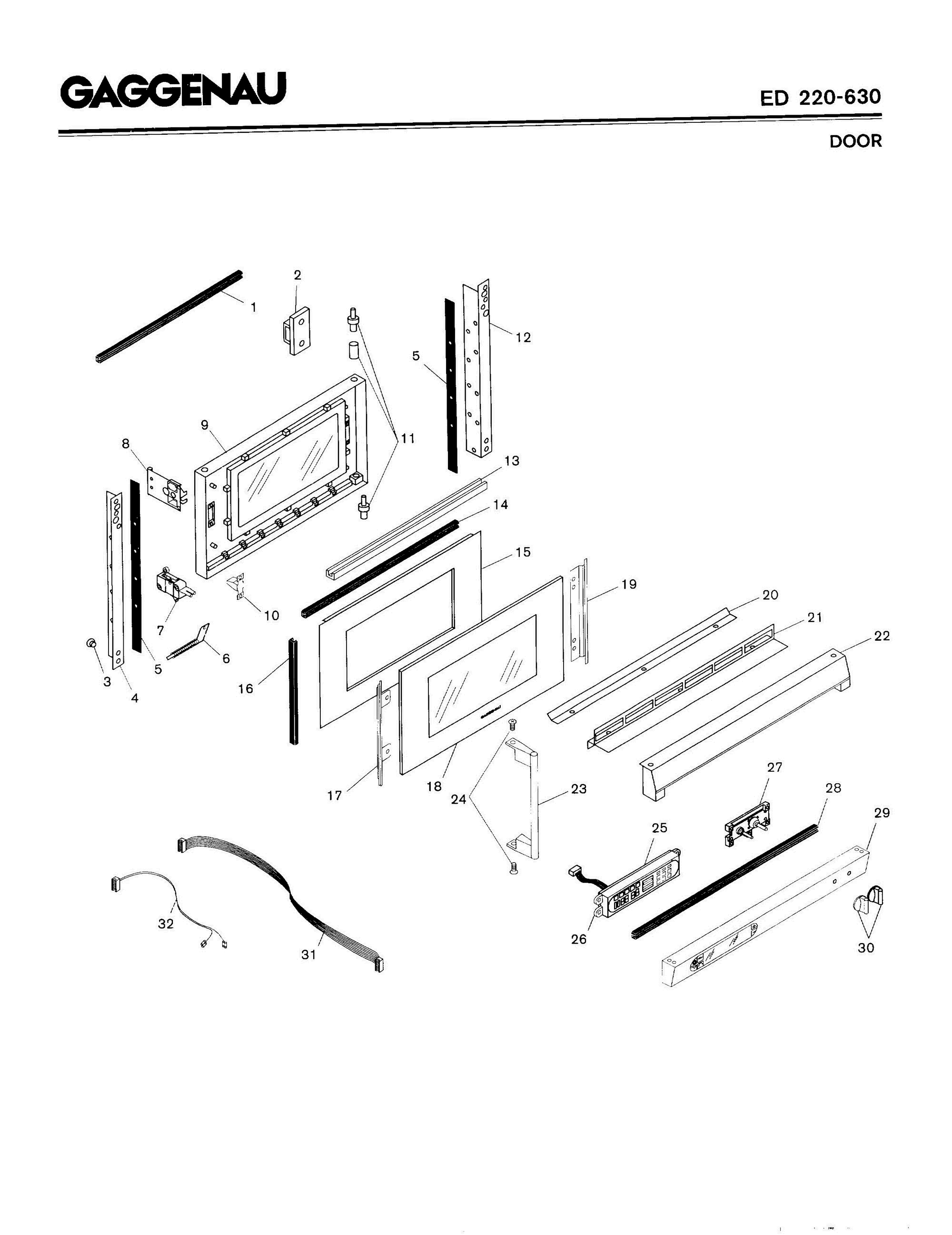 04 - DOOR Diagram and Parts List for ED220-630  Bosch Range