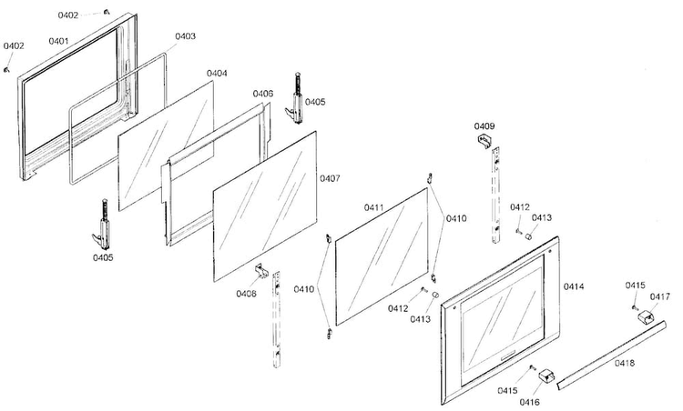 Top Door Diagram and Parts List for ME302ES01  Thermador Wall Oven